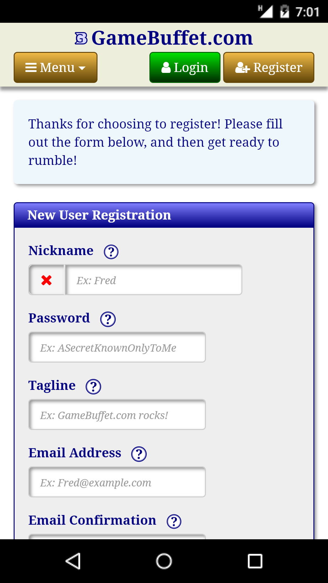 Registration on Mobile