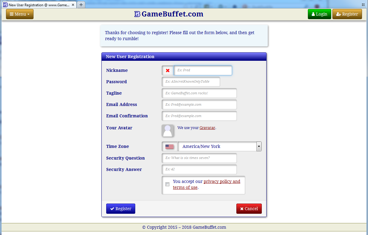 Registration on the Desktop